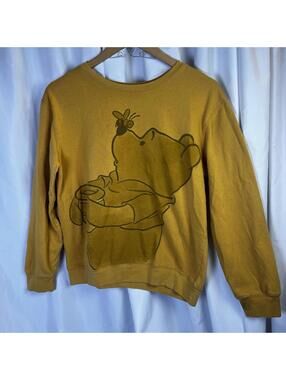 Disney Yellow Gold Winnie The Pooh Sweatshirt Large VGUC